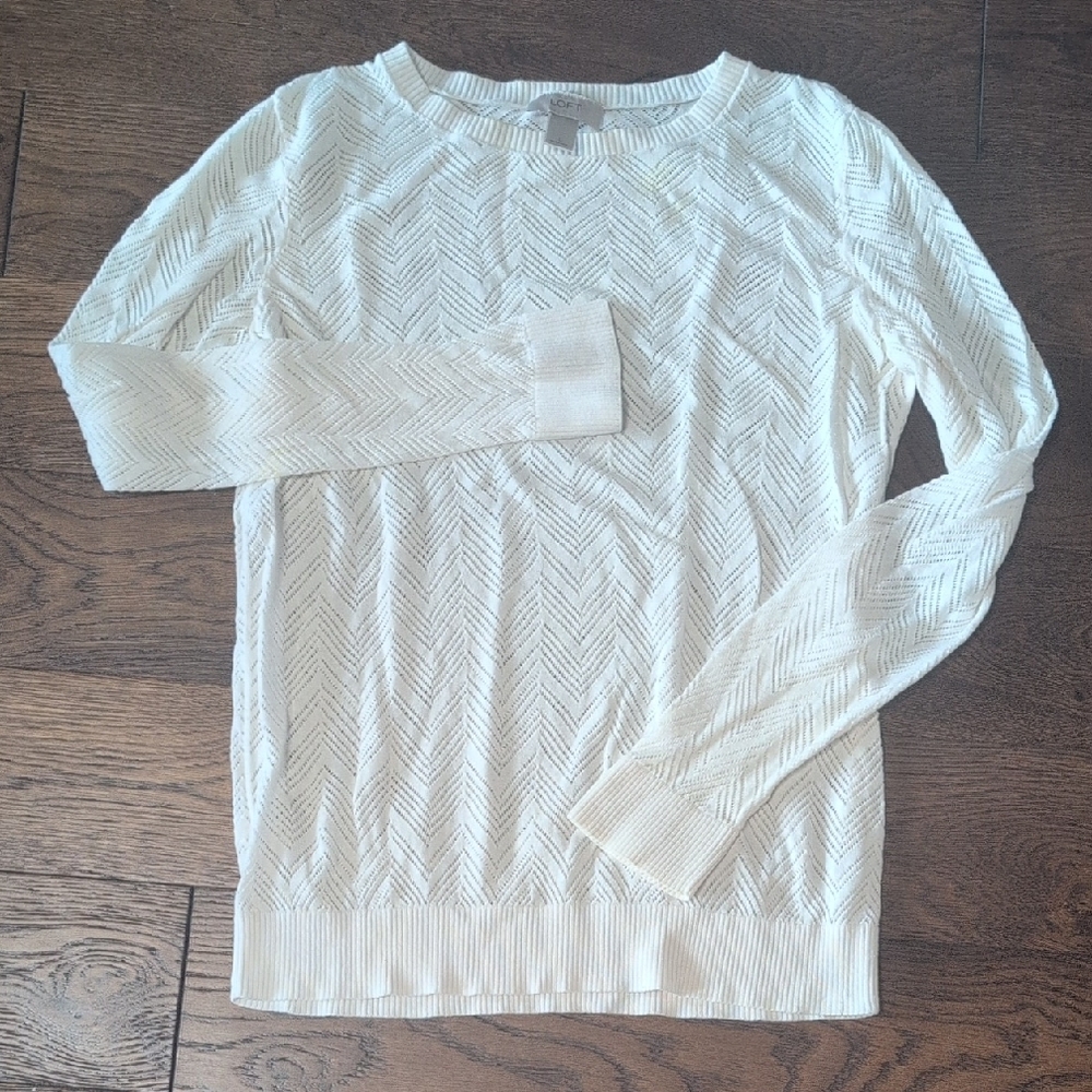 LOFT Ivory Chevron Knit Top